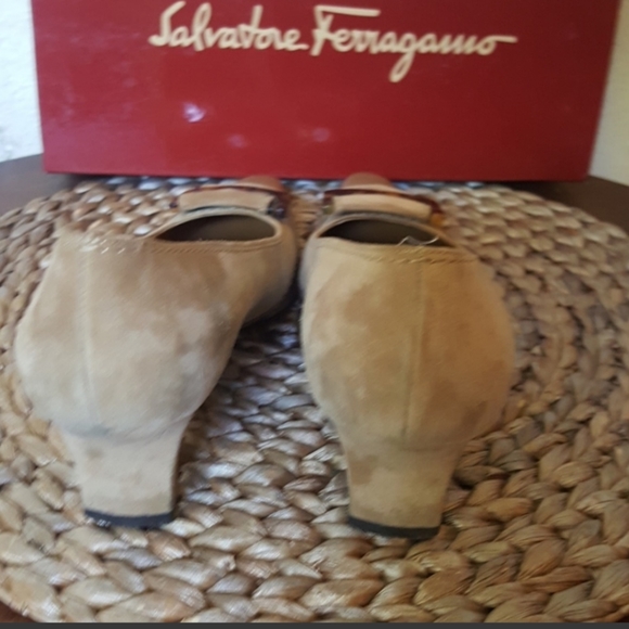 Salvatore Ferragamo square toe suede heels - Picture 5 of 7
